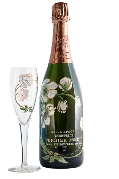 1983 Champagne Perrier Jouet Cuvée Belle Epoque box 4 glasses