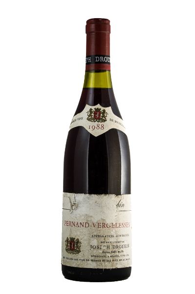 Picture of 1988 Drouhin Pernand Vergelesses Rouge, slightly damaged label