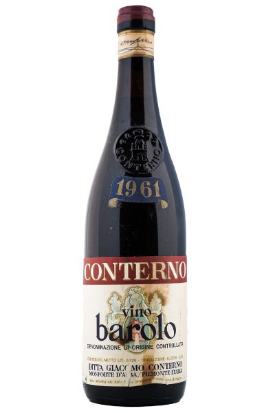 Picture of 1961 Giacomo Conterno Barolo, slightly stained label