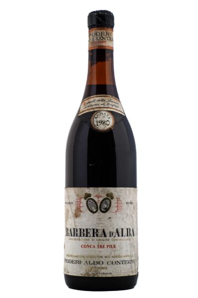 Picture of 1980 Aldo Conterno Barbera Conca tre pile, lightly stained label